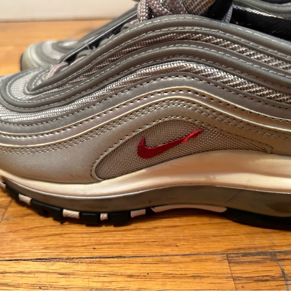 Nike Silver and Red Air Max 97 Sneakers
